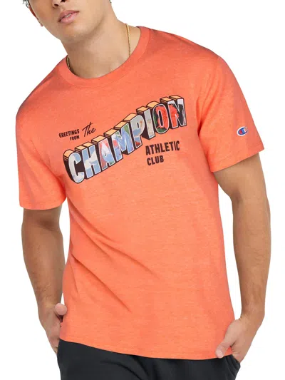 Champion Mens Standard Fit Crewneck Graphic T-shirt In Orange