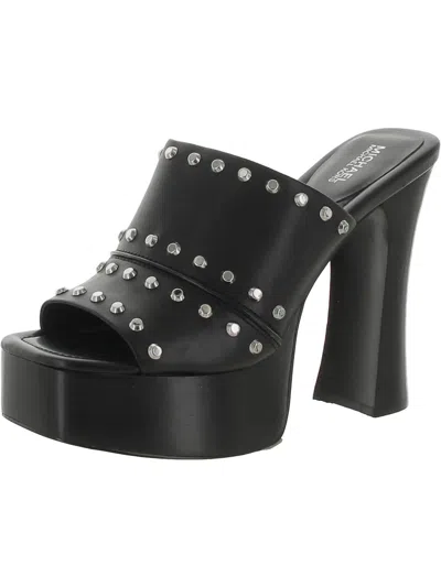 Michael Michael Kors Womens Leather Embellished Platform Sandals In Black