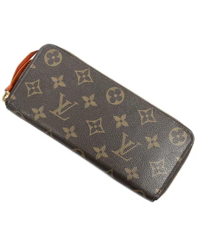 Pre-owned Louis Vuitton Brown & Orange Monogram Canvas Clemence Wallet (authentic Pre- In Multi