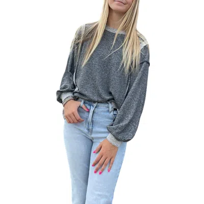 Bibi Knit Contrast Sweatshirt In Grey