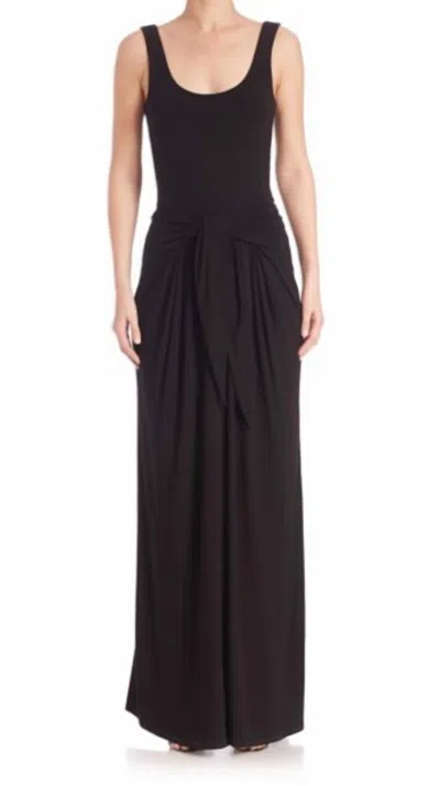 L Agence Melissa Long Tie-front Dress In Black