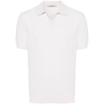 Fileria Pinstriped Cotton Polo Shirt In Neutrals