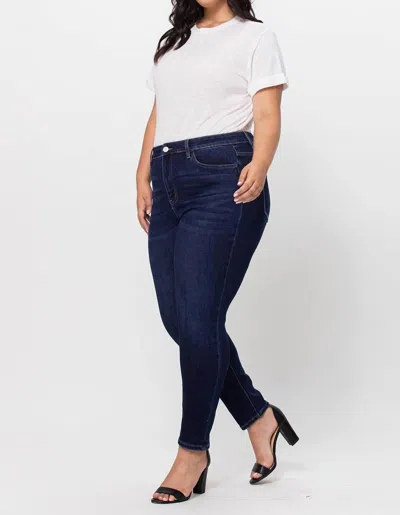 Vervet By Flying Monkey Plus Size High Rise Ankle Skinny Jeans In Dark Wash In Blue