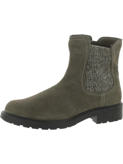 Clarks Opal Sky Womens Faux Suede Slip On Ankle Boots In Green