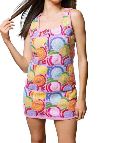 Queen Of Sparkles Squiggle Tank Dress In Pink Multi