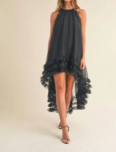 Mable Monroe Hi-low Ruffle Dress In Black