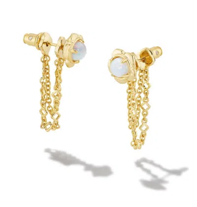 Kendra Scott Women's Susie Gold Ear Jacket Earrings In Bright White Kyocera Opal In Multi