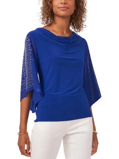 Msk Womens Embellished Jersey Blouse In Blue