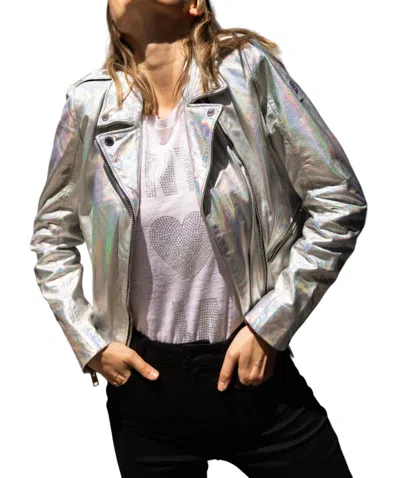 Mauritius Adeni Rf Leather Jacket In Holographic In Multi