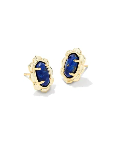 Kendra Scott Women's Piper Gold Stud Earrings In Blue Lapiz In Multi