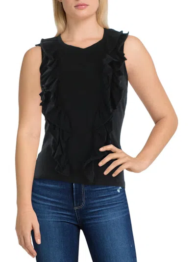 Goldie Womens Cascade Ruffle Burnout Pullover Top In Black