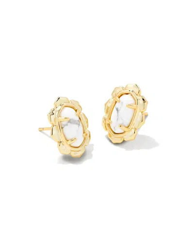 Kendra Scott Women's Piper Gold Stud Earrings In White Howlite In Multi