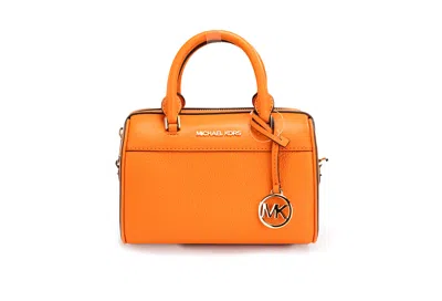 Michael Kors Travel Xs Poppy Pebbled Leather Duffle Crossbody Handbag Women's Purse In Orange