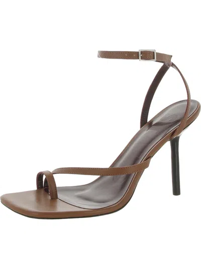 Staud Womens Leather Open Toe Pumps In Brown