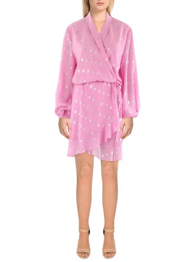 Beulah Womens Party Mini Wrap Dress In Pink