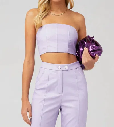 4th & Reckless Tropez Pu Leather Top In Lilac In Blue