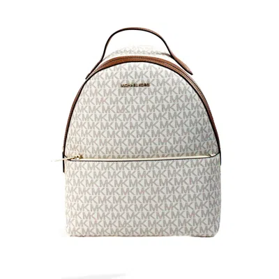 Michael Kors Sheila Medium Ivory Signature Pvc Front Pocket Backpack Women's Bag In Multi