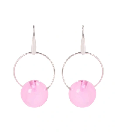 Marni Sphere Drop Earrings In Silver And Lilac In Pink
