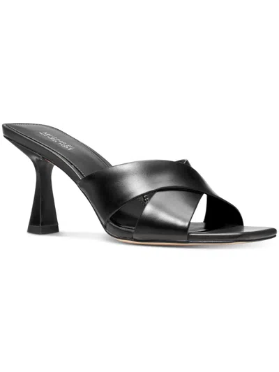 Michael Michael Kors Clara Womens Leather Slip On Slide Sandals In Black