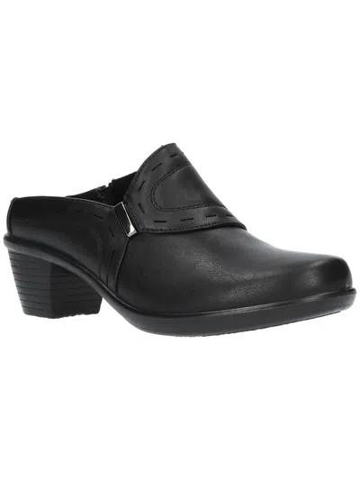Easy Street Cynthia Womens Faux Leather Round Toe Block Heels In Black