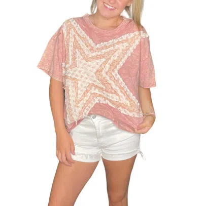 Oli & Hali Be A Star Patched Short Sleeve Top In Pink