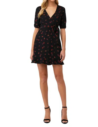 1.state Cinched Sleeve Woodland Ditsy Wrap Dress In Black Cherry