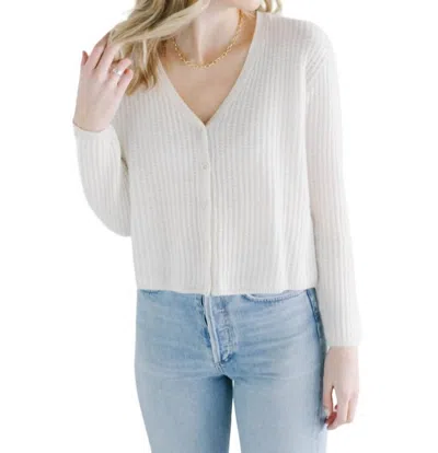 Line Rita Waffle Knit Cashmere Cardigan In Chalk In White