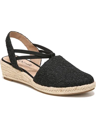 Lifestride Katrina 2 Womens Textured Round Toe Wedge Heels In Black