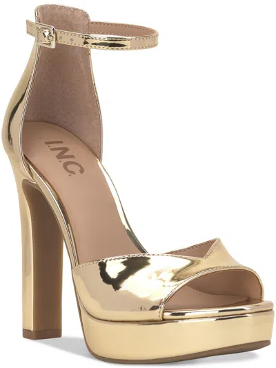 Inc Womens Faux Leather Open Toe Pumps In Gold