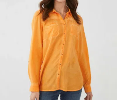 Fdj Orange Wash Button Up In Papaya In Brown