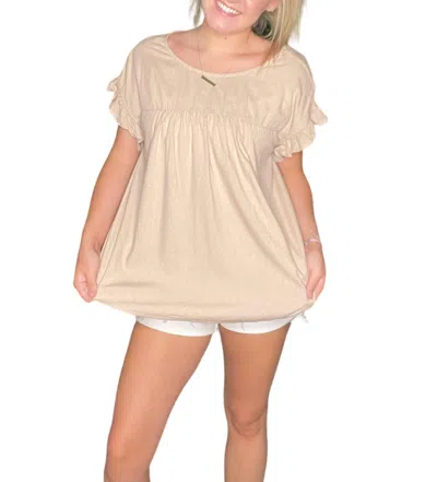 Kori Subtle Shimmer Top In Taupe In Grey