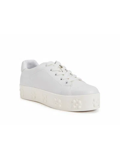Katy Perry Womens Faux Leather Lace Up Casual And Fashion Sneakers In White