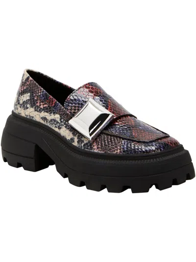 Katy Perry Womens Faux Leather Lugged Sole Loafers In Multi