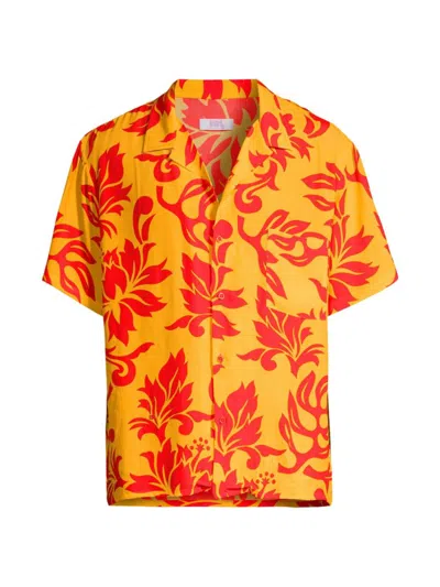 Erl Unisex Printed Short Sleeve Shirt Woven In Yellow