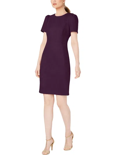 Calvin Klein Womens Solid Faux Suede Wear To Work Dress In Purple