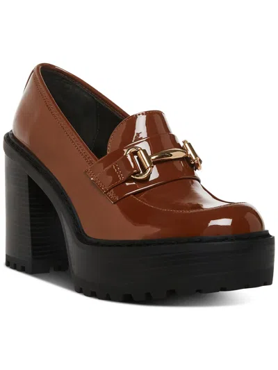 Madden Girl Kiiera Womens Patent Leather Bit Loafer Platform Heels In Multi