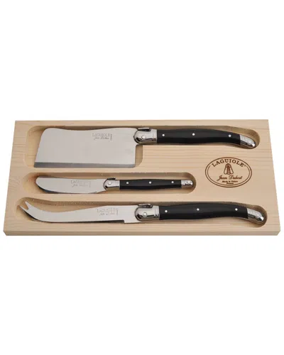 Jean Dubost Laguiole 3pc Cheese Set In Black