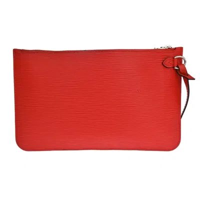 Pre-owned Louis Vuitton Neverfull Pouch Leather Wallet () In Red