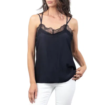 Lola And Sophie Lace Back Cami Top In Navy In Blue