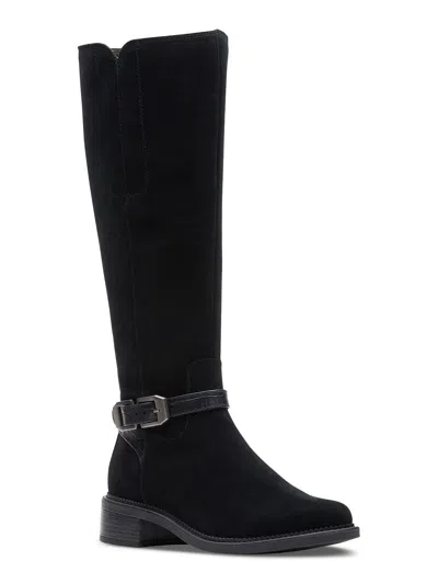 Clarks Maye Aster Womens Suede Buckle Knee-high Boots In Black