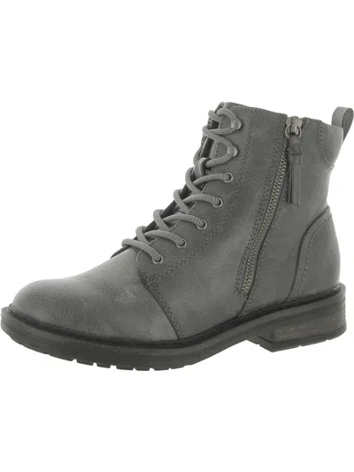 Baretraps Womens Faux Leather Casual Combat & Lace-up Boots In Grey