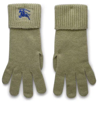 Burberry Beige Cashmere Blend Gloves In Green