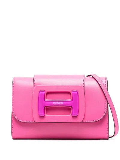 Hogan H-bag Mini Hobo Leather Crossbody Bag In Pink