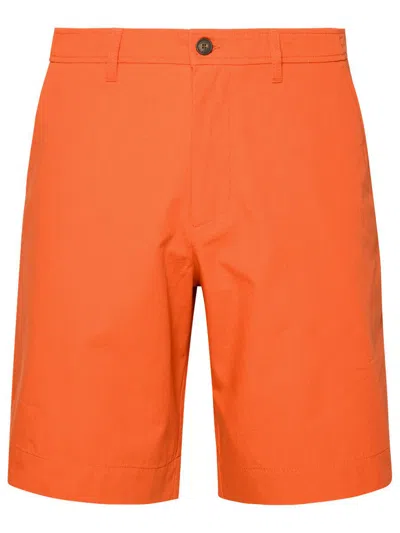Maison Kitsuné 'board' Orange Cotton Bermuda Shorts In Red
