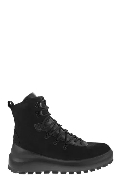 Stone Island Leather Boots In Black