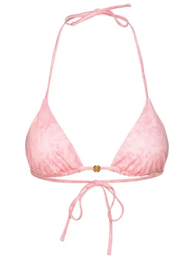 Versace 'baroque' Pink Polyester Blend Bikini Top