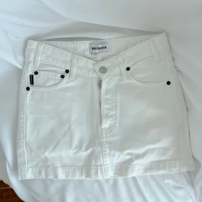 Pre-owned Balenciaga White Denim Mini Skirt