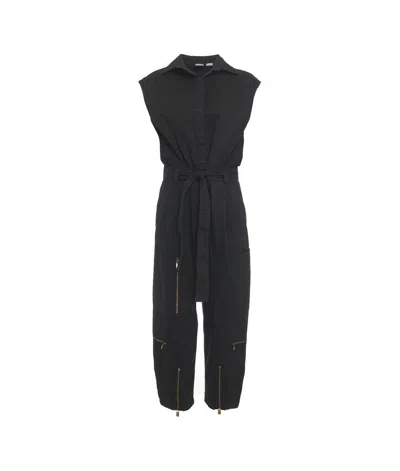 Pinko Belted Sleeveless Jumpsuit In Black