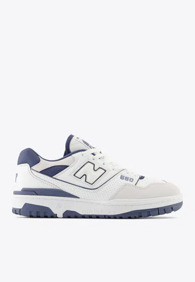 New Balance 550 Low-top Sneakers In White And Dusty Blue Leather