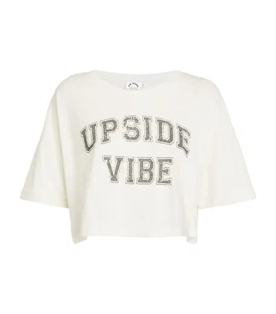 The Upside Hemp-blend Varsity Print T-shirt In 白色